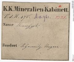 Etiketten zu Quarz (Amethyst) (NHMW-MIN-Ao961)